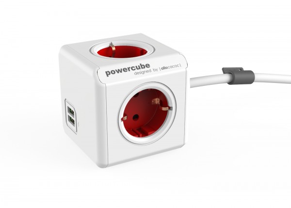 ALLOCACOC 1402RD/DEEUPC Power Cube Produžni 1.5m 2xUSB + 4 x šuko crveni