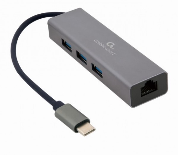 Gembird A-CMU3-LAN-01 adapter Type-C to LAN Gigabit + USB 3.1 HUB