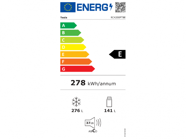 Frižider TESLA RC4200FTBE kombinovani Total NO Frost E67x70,3x185crna' ( 'RC4200FTBE' ) 