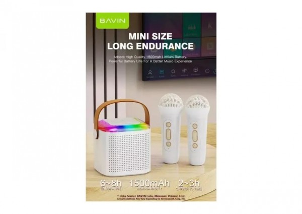 Bavin BM-18 WH mini karaoke zvučnik sa 2 mikrofona white