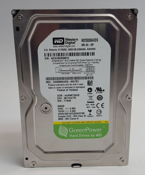 WD 500GB 3.5'' SATA3 7200rpm WD5000AVDS