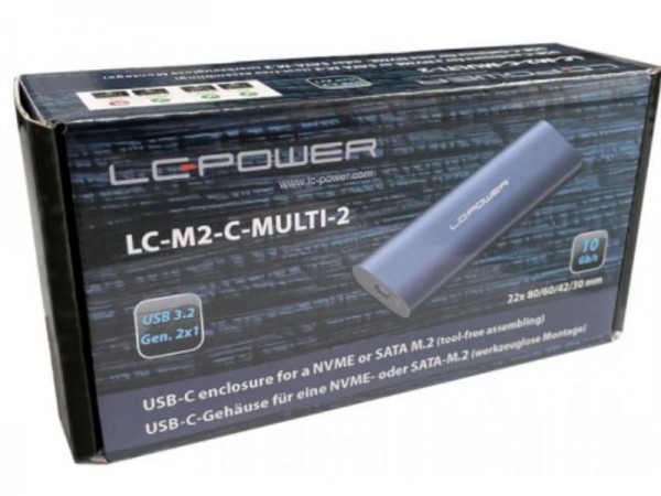 LC Power LC-M2-C-MULTI-2 enclosure za M.2 NVMe USB-C 3.2