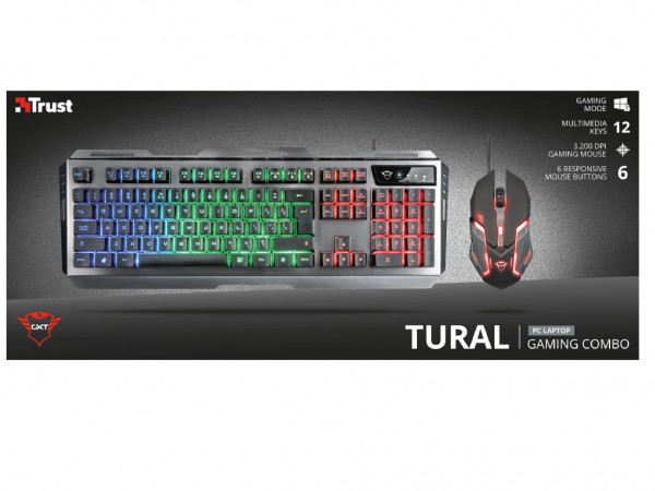 Tastatura+miš TRUST GXT 845 Tural žični set/gaming/srebrna
