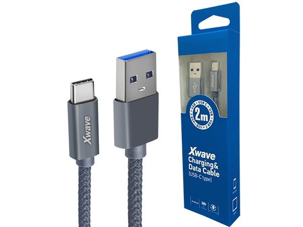 Xwave USB 3.0 Type-C grey mash 2m