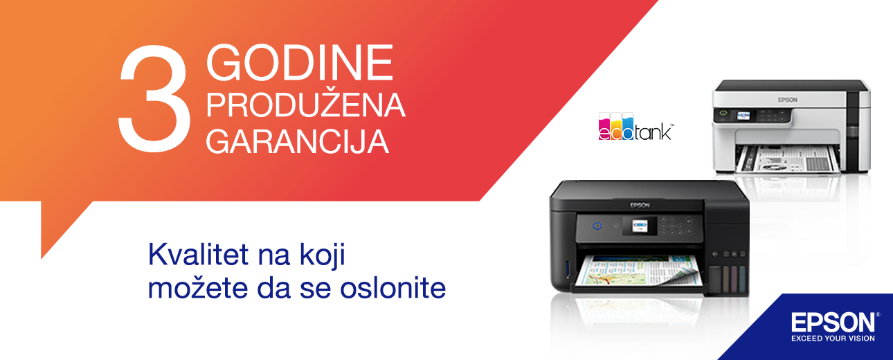 Epson štampači nove generacije dolaze sa 3 godine produžene garancije!