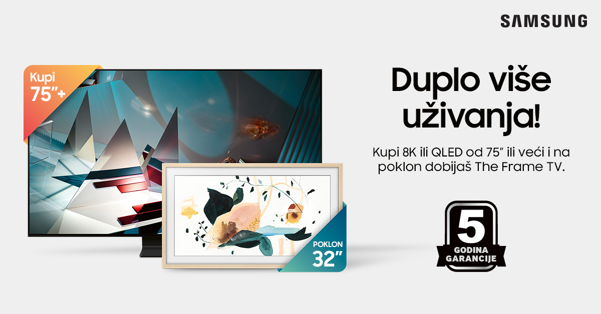 Uz Samsung TV na poklon Frame TV 32